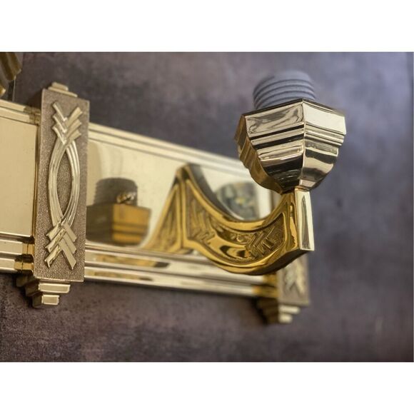Art Deco Style Chevron Design Vanity Light Sconse Solid Brass Vintage - Picture 9 of 10